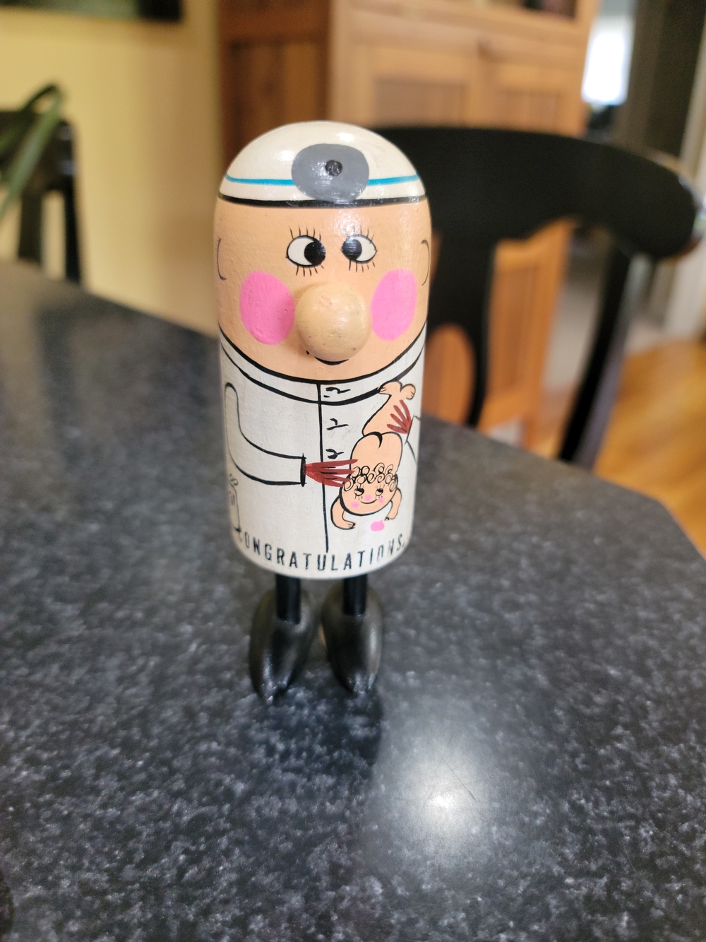 Pride Creations Inc. "Who Goofed?" Wooden Doctor Figurine Toy, Vintage